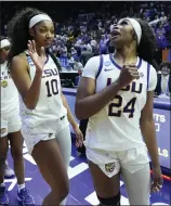  ?? GERALD HERBERT — THE ASSOCIATED PRESS ?? Angel Reese, left, and Aneesah Morrow each have more than 20 double-doubles for defending national champion LSU this season.