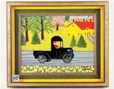  ?? COURTESY OF MILLER & MILLER AUCTIONS ?? “Black Truck” (1967) by Maud Lewis sold in 2022 for the record sum of $350,000.