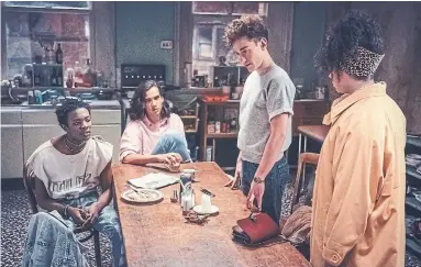  ?? RED PRODUCTION COMPANY ETC. ?? From left, Omari Douglas, Nathaniel Curtis, Olly Alexander and Lydia West in "It's a Sin."