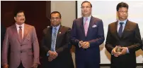  ?? — Photo by Dhes Handumon ?? B.R. shetty, founder and non-executive chairman of NmC healthcare, mahmood Bangara, Rajat sharma and Naveen sharma at the iCai event in Dubai on saturday.