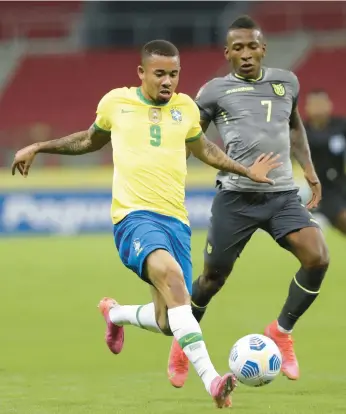  ?? AP FILE ?? Gabriel Jesus, left, and top-ranked Brazil aim to challenge the European powers at the upcoming World Cup in Qatar.