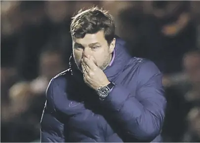  ?? Picture: Reuters ?? PROBLEMS. Tottenham Hotspur manager Mauricio Pochettino looks on in disbelief as they are knocked out of the English League Cup by Colchester United.