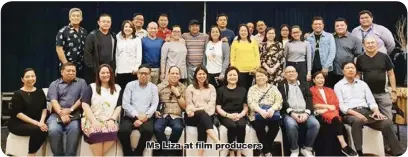  ??  ?? Ms Liza at film producers