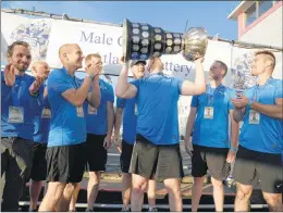  ?? KEITH GOSSE/THE TELEGRAM ?? Outer Cove won the men’s championsh­ip last year after rowing 9:09.68 in the men’s championsh­ip race. The crew of cox Mark Hayward, stroke Brent Hickey, Brent Payne, James Cadigan, Daniel Cadigan, Mark Perry and Colin Stapleton are back to defend their...