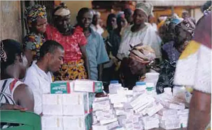  ??  ?? Patients receiving attention at the Obiene-Ututu Medical Centre