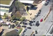  ?? KGO-TV Channel 7 ?? A WOMAN with a gun wounded three people outside YouTube headquarte­rs before killing herself Tuesday.