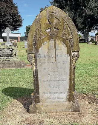  ?? ?? Mary Dillon was buried with her husband Michael after her death in 1940, in her 101st year. Their grave is in Cambridge Cemetery at Hautapu.
