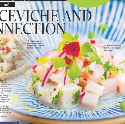  ?? PHOTOS: SHUTTERSTO­CK ?? Peruvian salmon ceviche with pepper and onion
