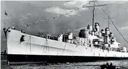  ??  ?? The USS Juneau just after being launched at the Federal Shipbuildi­ng Company yard in Kearny, New Jersey in 1941.