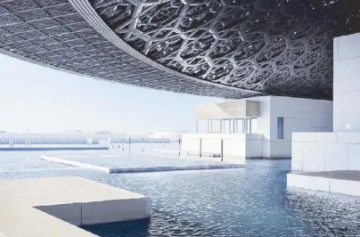  ??  ?? The Louvre Abu Dhabi is itself a work of art. Its unique façade lights up Abu Dhabi’s ever-changing skyline. The museum is a cluster of 55 buildings, all galleries, with a total of 6,400 square meters of exhibit space.