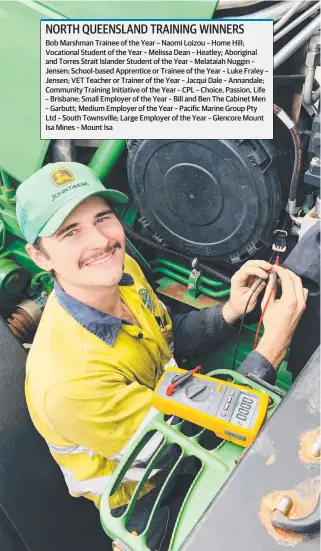  ?? Picture: SUPPLIED ?? DEDICATED: Harry Hauenschil­d Apprentice of the Year Lachlan Thompson.