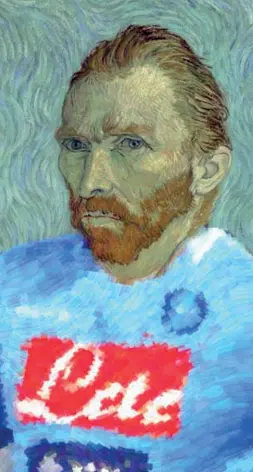  ??  ?? Web scatenato Il famoso autoritrat­to di van Gogh che diventa «Autoritrat­to in maglia azzurra», una delle opere del pittore modificate in rete