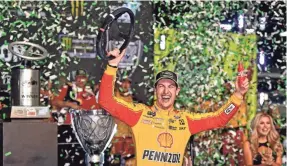  ?? JASEN VINLOVE/USA TODAY SPORTS ?? The youngest of the four title contenders, Joey Logano entered the Monster Energy NASCAR Cup Series championsh­ip race with the fewest number of wins in 2018 and the worst odds to win it all.