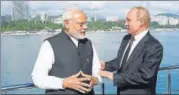  ?? PTI ?? Prime Minister Narendra Modi with Russian President Vladimir Putin at Sochi in Russia on Monday.