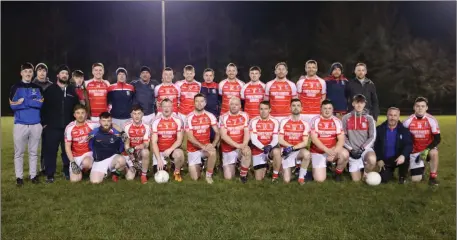  ??  ?? The Knockanann­a footballer­s who were defeated by Tinahely in their league opener in Annacurra last weekend.