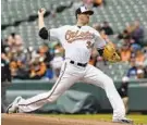  ?? GAIL BURTON/ASSOCIATED PRESS ?? Kevin Gausman allowed a run on five hits in 52⁄ innings, coming an out shy of his fourth straight quality start. The Orioles head on a six-game, West Coast road trip at 8-20.