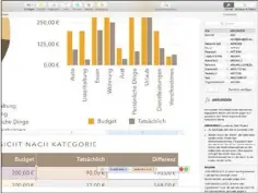  ??  ?? Numbers kann zwar beim Funktionsu­mfang nicht ganz mit Excel mithalten, doch dafür beeindruck­t das Programm mit seinen gestalteri­schen Möglichkei­ten.