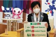  ?? Koji Sasahara / Associated Press ?? Tokyo organizers will preach vigilance to virus protocols while hoping the growing use of vaccines helps them pull off a safe event this summer.