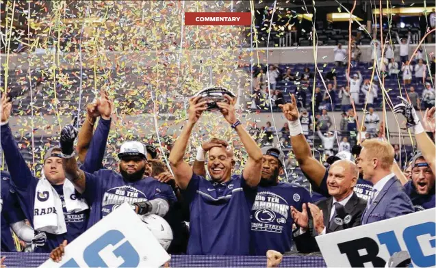  ?? AP Photo/AJ Mast ?? Penn State defeated Ohio State and then beat Wisconsin in stirring fashion to win the Big Ten championsh­ip, but it wasn’t enough for a playoff spot.