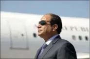  ?? AP FILE ?? Egyptian President Abdel-Fattah el-Sissi stands at Algiers airport on his arrival to Algiers, Algeria.