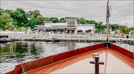  ?? Provided photo ?? The expansive outdoor area at 550 Waterfront Restaurant & Bar on Saratoga Lake, as seen from a tour boat, has minimal covered areas in case of inclement weather.