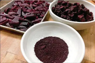  ??  ?? Smoked beet powder adds a sweet earthiness to all kinds of savory dishes, including Cane Rosso’s Bolognese sauce.