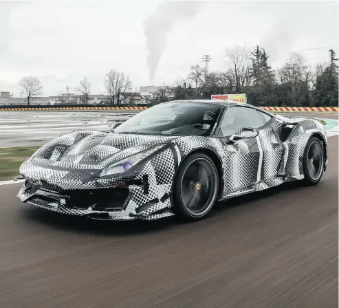  ?? FERRARI ?? The 2019 Ferrari 488 Pista is a mad thing to drive, David Booth writes, even with snow tires.