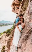  ?? Courtesy BH Picture Co./New York Times ?? An unidentifi­ed couple wed while rock climbing. Brittany Hamilton, a photograph­er in Fort Collins, Colo., specialize­s in such photos.