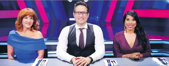  ?? FOOD NETWORK CANADA ?? Jonathan Cheung will be flanked by fellow judges Alexandra Gill, left, and Tara O’Brady, when he appears on Wednesday’s episode of Iron Chef Canada.