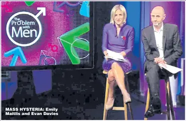  ?? Picture: BBC ?? MASS HYSTERIA: Emily Maitlis and Evan Davies