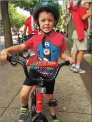  ?? ERIC DEVLIN — DIGITAL FIRST MEDIA ?? Evan Detweiler, 6, of Gilbertsvi­lle, competed in the Pottstown Bike Race kids race Sunday.