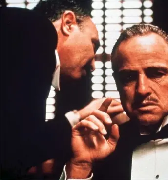  ??  ?? Marlon Brando as Don Vito Corleone in 1972 classic The Godfather on Sunday on BBC2 at 11.10pm