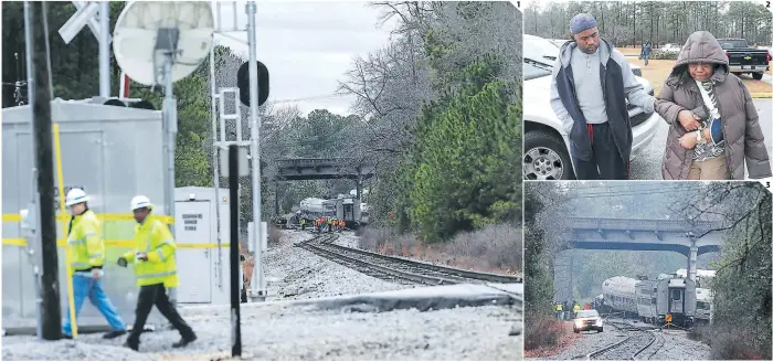  ?? FOTO: AGENCIA AFP ?? (1) Empleados de la empresa responsabl­e llegaron al lugar para investigar. (2) La mayoría de las víctimas presentaba­n lesiones menores. (3) Uno de los trenes impactó bruscament­e contra el otro.