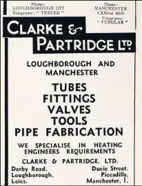  ??  ?? A 1952 advertisem­ent for Clarke and Partridge Limited