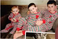  ??  ?? Christmas is coming, and Coleen is so excited she can’t resist sharing a snap of her very bling Christmas tree. She also shares a sweet photo of (from left) sons Kit, Klay and Kai in their matching festive jimjams