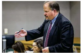  ?? PHOTOS BY NICK WAGNER / AMERICAN-STATESMAN ?? Defense attorney Ariel Payan, shown in court Thursday, said police “tortured” Meagan Work into providing informatio­n.