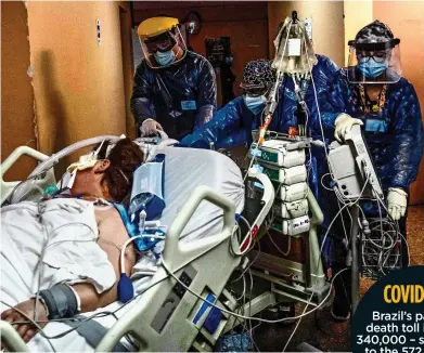  ??  ?? COVID SURGE: A patient is rushed into intensive care in the Chilean capital Santiago
