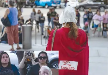  ?? Photos by Brandon Richardson, courtesy of LBPost.com. ?? Above: On May 3, a pro-choice activist protesting the Supreme Court’s leaked decision to overturn Roe v. Wade in Downtown Long Beach dressed as a character from The Handmaid’s Tale. Prochoice activists of all ages gathered on the steps of the Long Beach courthouse.