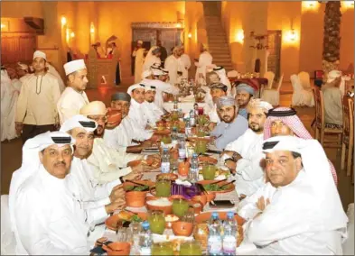  ??  ?? On the first day of ‘Made in Qatar’, Oman Chamber of Commerce and Industry chairman Qais bin Mohamed al-Yousef hosted a gala dinner for the Qatari delegation.