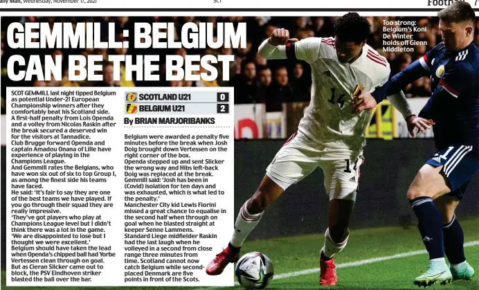  ?? ?? Too strong: Belgium’s Koni De Winter holds off Glenn Middleton
