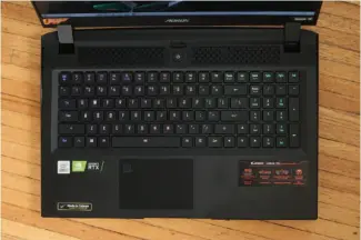  ??  ?? The perkey RGB keyboard features Omron mechanical switches on the Aorus 17G.