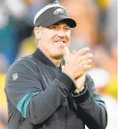  ?? QUINN HARRIS/GETTY ?? Eagles coach Doug Pederson had to be pleased with most of his team’s performanc­es on Thursday night against the Packers.