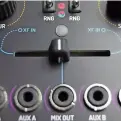  ??  ?? The crossfader responds to audio rate modulation so it’s easy to create AM (amplitude modulation) and ring modulation like overtones. Patch audio into one side of the crossfader and patch audio rate modulation to the XF CV and play your overtones with...