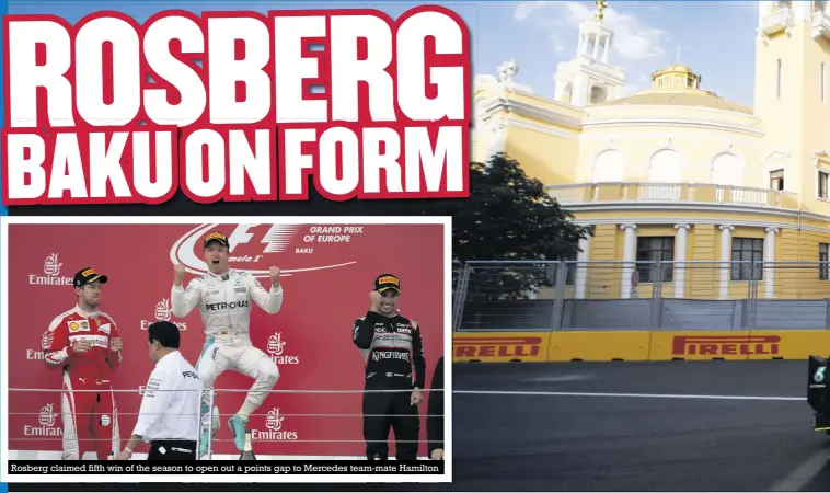  ??  ?? Rosberg claimed fifth win of the season to open out a points gap to Mercedes team-mate Hamilton