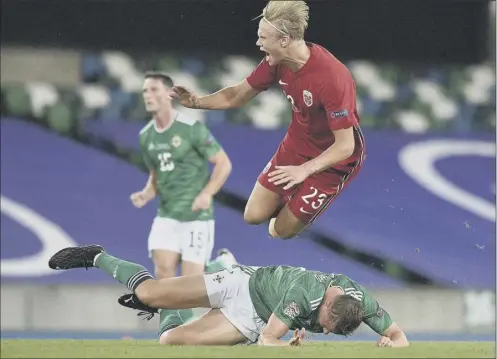  ??  ?? 2 Scotland could face Erling Haaland and Norway in the European Championsh­ip playoff final. Haaland scored twice in the Norwegians’ recent 5-1 demolition of Northern Ireland in the Nations League.