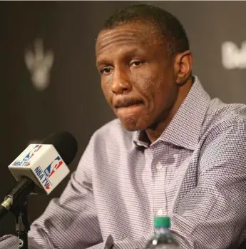  ?? VINCE TALOTTA/TORONTO STAR ?? A fatigued looking Dwane Casey faced the media at the ACC on Monday following his team’s playoff ouster.