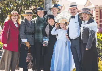  ??  ?? Dressed for the occasion are (from left) Aileen Cater-Steel, Marie-Louise Edwards, MaryKate Hammond, Erin Moran, Nick Hammond, Sarah McGovern, Paul McGovern and Mary McGovern at Darling Downs Irish Club 2021 Bloomsday Celebratio­n.