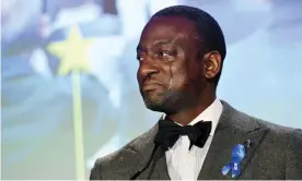  ?? Photograph: Chris Pizzello/Invision/AP ?? Yusef Salaam becomes emotional as he speaks in Los Angeles last year.