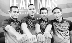  ??  ?? File picture (from left) Nixson Kennedy, Jonathan Nyepa, Khairul Hafiz Jantan and Badrul Hisyam Abdul. — Bernama photo