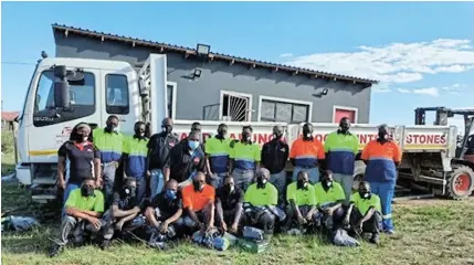  ?? Picture: SUPPLIED ?? WORKING TOGETHER: The Bhongolonc­edo General Trading (Pty) Ltd team. This buildings and material manufactur­ing and supply services company has received funding support.